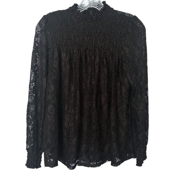 Cable & Gauge Lace Mock-Neck Blouse Women’s Small Black Whimsigoth Witchcore - Picture 2 of 8